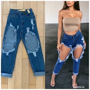distressed boyfriend jeans